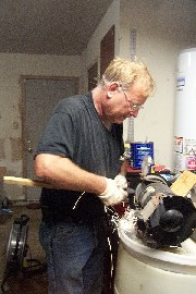 Steve grinding the reluctor wheel.